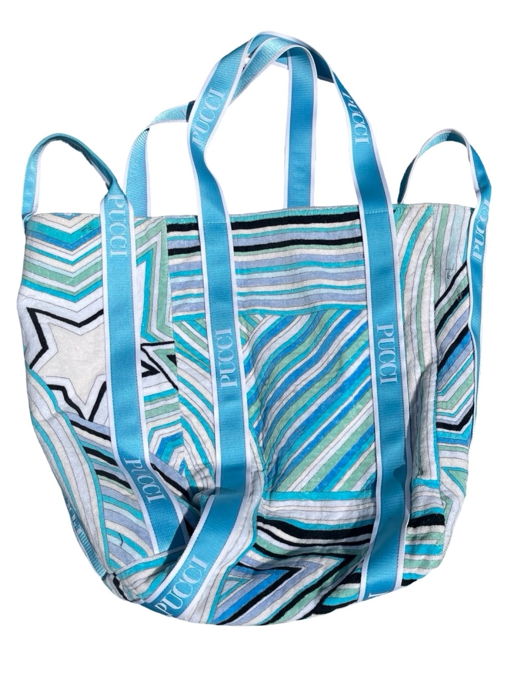 Blue Multi-Stripe Canvas Tote Bag